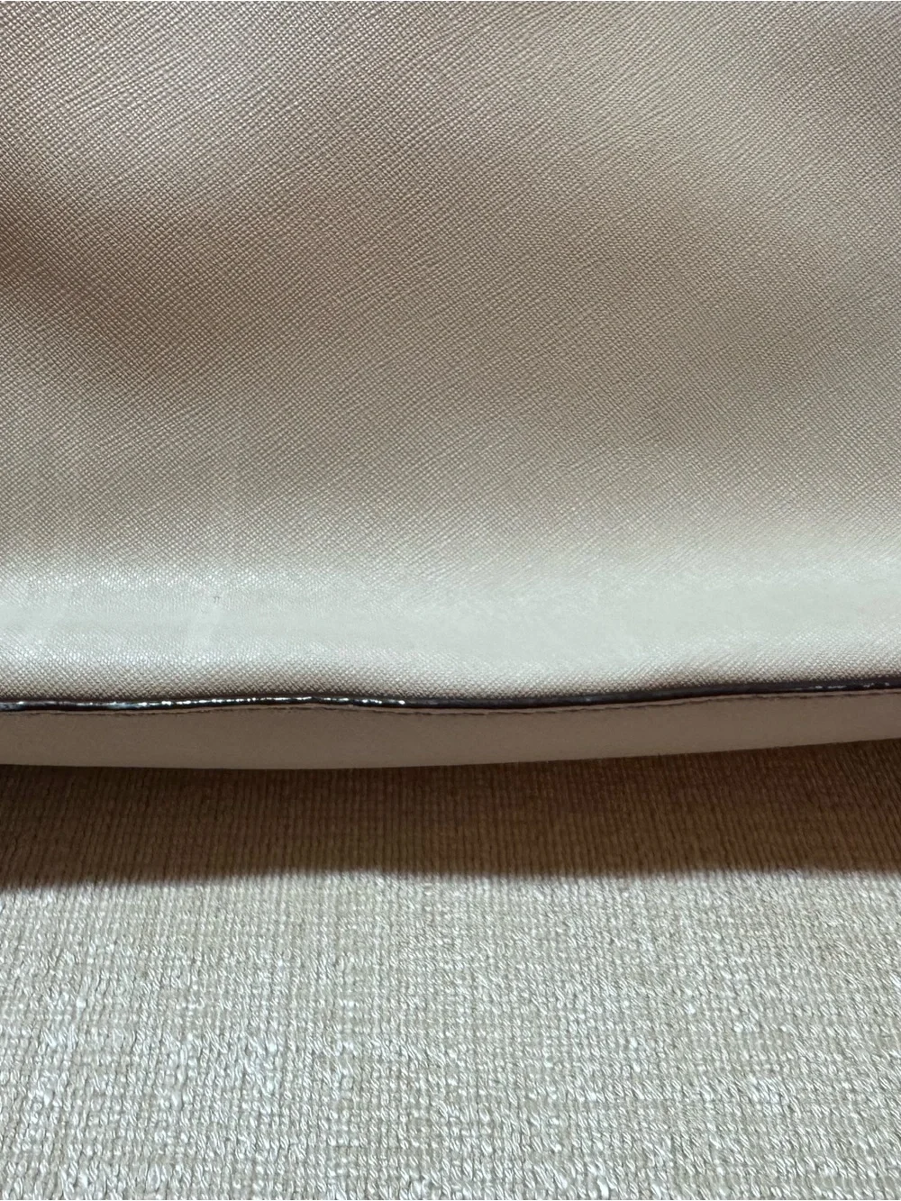 kate spade Cream Saffiano Leather Tote with Gold Plaque